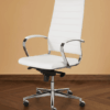 Design Bureaustoel Wit, hoge rug