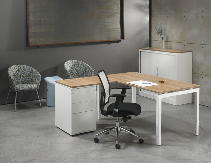 Luxe Bureau met ladeblok | Wit | 180x160cm | NEN-EN527