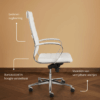 Design Bureaustoel Wit, hoge rug