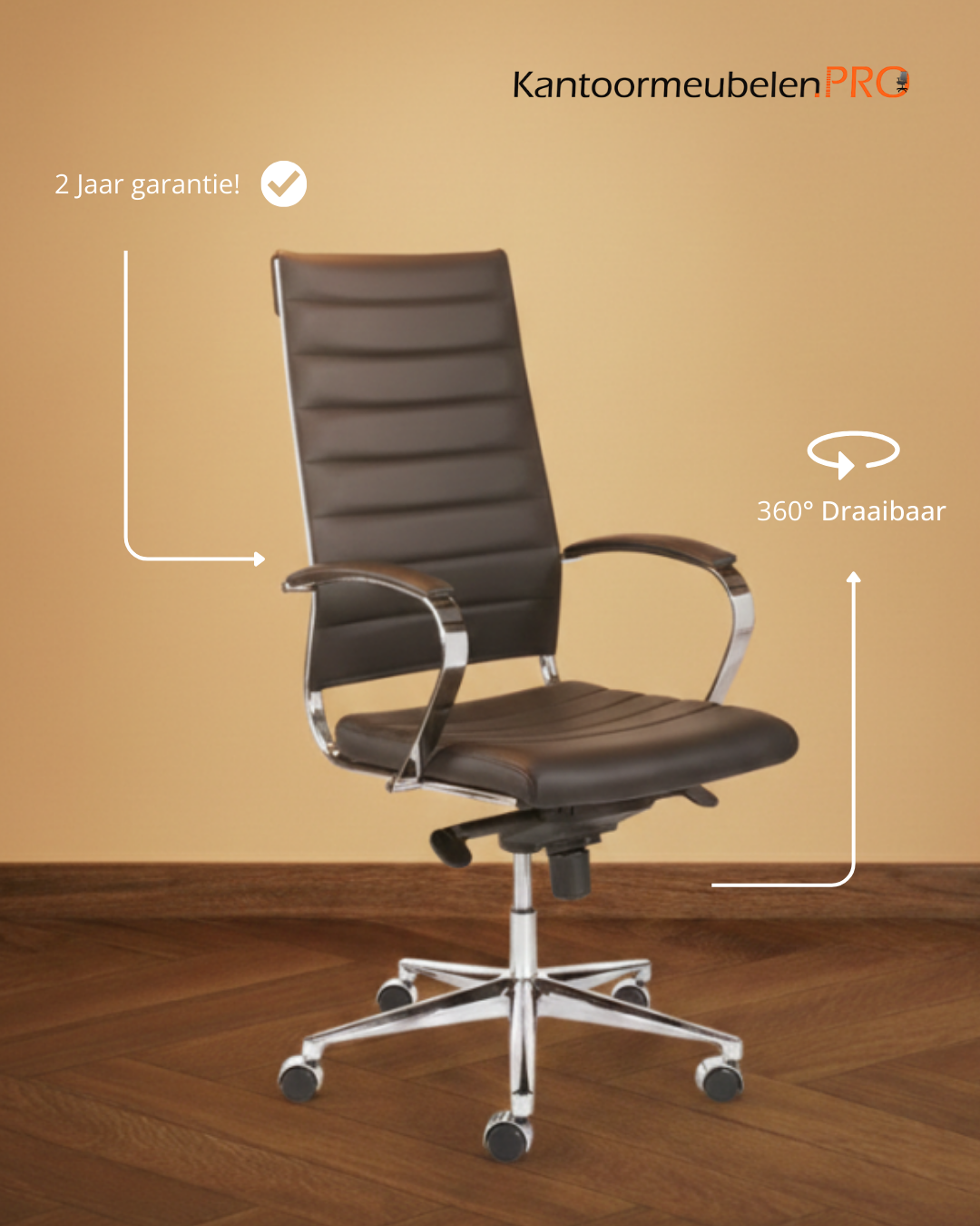 Design Bureaustoel Zwart hoge rug