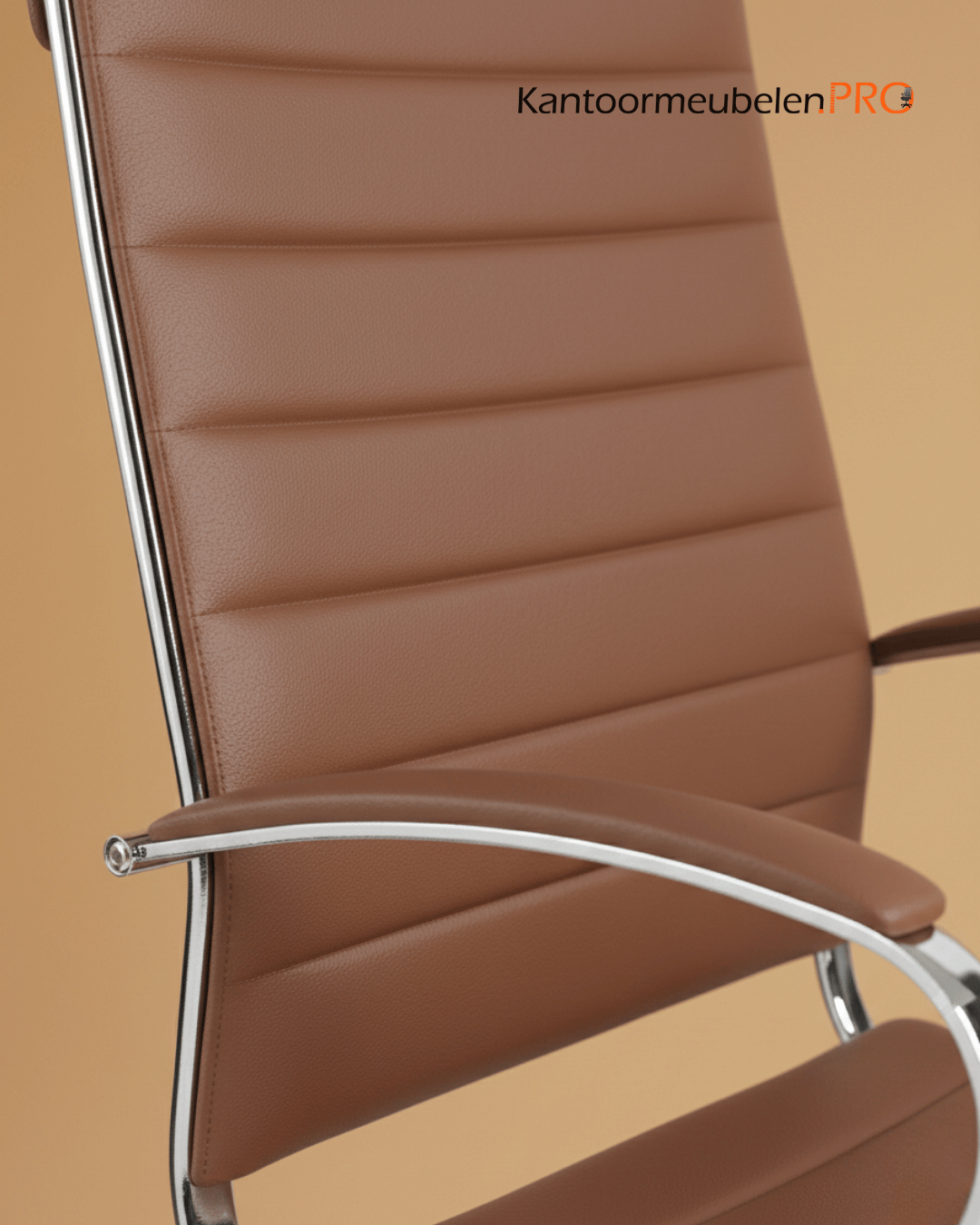 51-4.png Design Bureaustoel Bruin, hoge rug