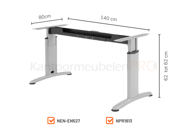 Ergonomisch Bureau | 140x80cm | NEN-EN527 | Verstelbaar