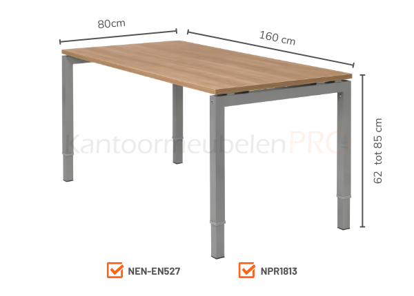 Luxe Bureau | Wit | 160x80cm | NEN-EN527
