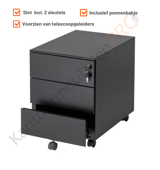 Verrijdbaar-ladeblok-3-lades-zwart-usp.png Verrijdbaar ladeblok | 3 lades | Zwart