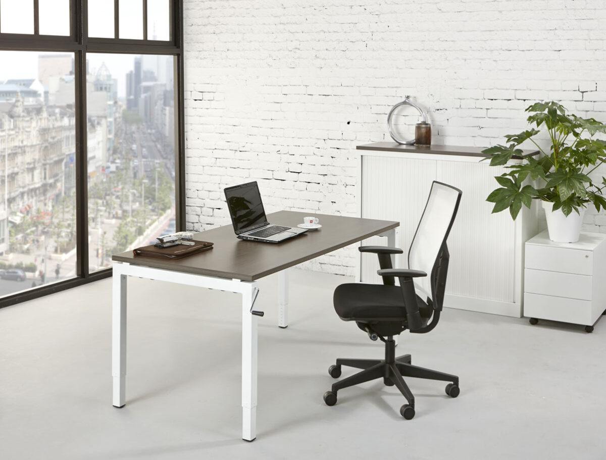 Bladkleur-Antraciet-Onderstel-Wit-Slingerbureau Luxe Slinger Bureau | 160x80cm | NEN-EN527
