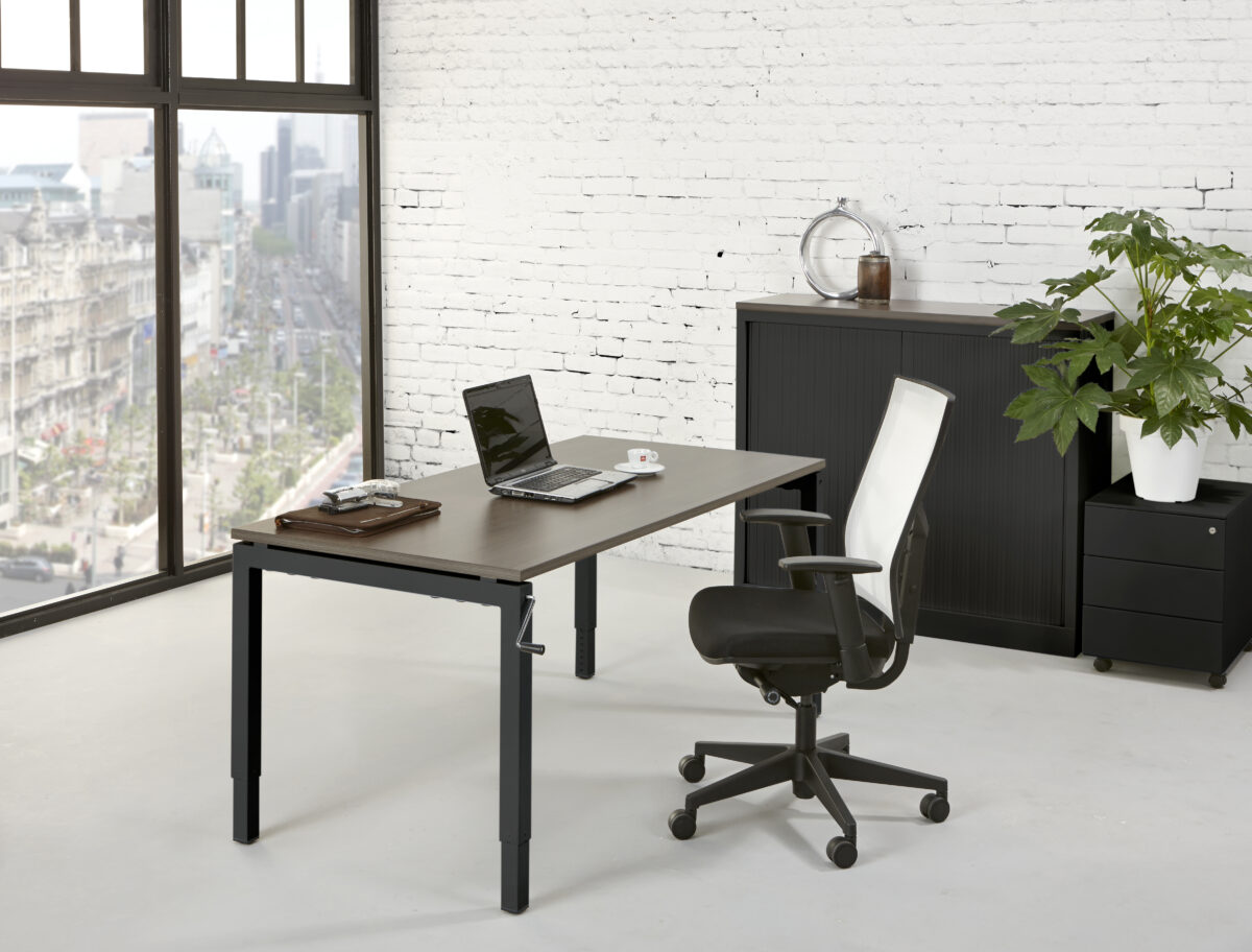 Bladkleur-Antraciet-Onderstel-Zwart-Slingerbureau Luxe Slinger Bureau | 180x80cm | NEN-EN527