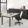 Bladkleur-Licht-Grijs-Onderstel-Zwart-Slingerbureau Luxe Slinger Bureau | 180x80cm | NEN-EN527