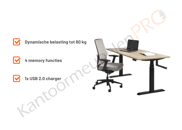 Elektrisch-verstelbare-werkplek-180x80cm-_Budget Elektrisch Zit/Sta Bureau KT Business | 180x80cm | NEN-EN527