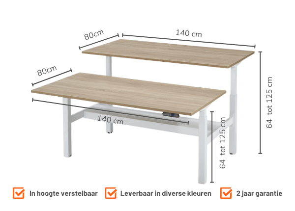 Elektrisch Zit/Sta DUO Bureau KT Business | 140x80cm | NEN-EN527