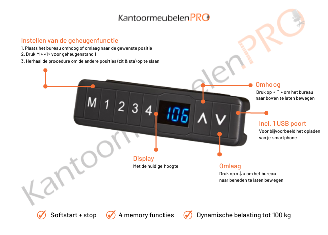 KMPRO-QR-handleiding-1 Elektrisch Zit/Sta Bureau KT Business | 120x80cm | NEN-EN527