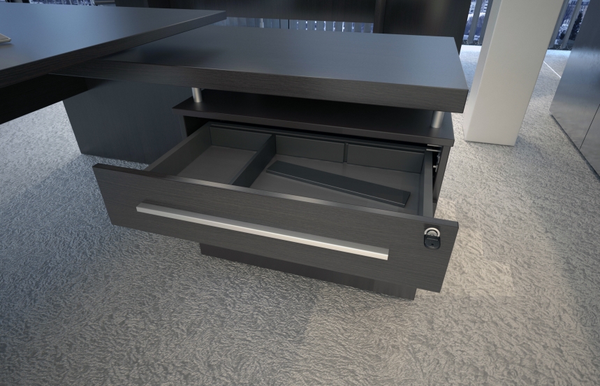 Directie Hoekbureau | 210x210cm | ladeblok links