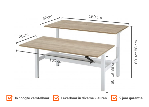 Slinger Zit/Zit DUO Bureau | 160x80cm | NEN-EN527