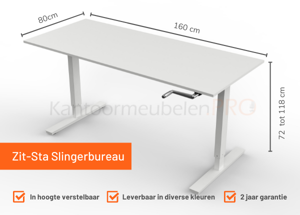 Slinger Bureau Zit/Zit | 160x80cm | NEN-EN527
